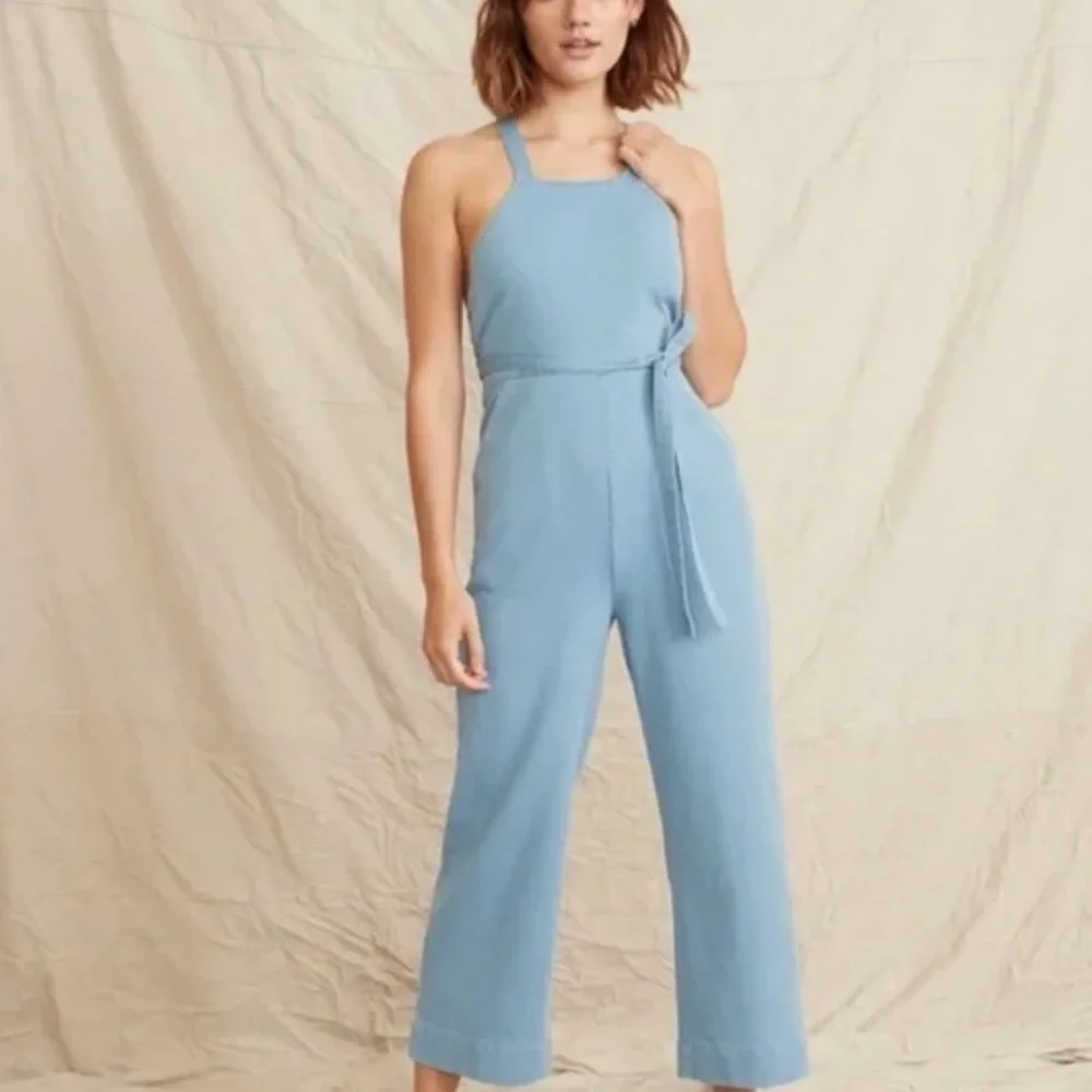NWT MARINE LAYER Wide Leg Cropped Jumpsuit Size 10 - Picture 2 of 15